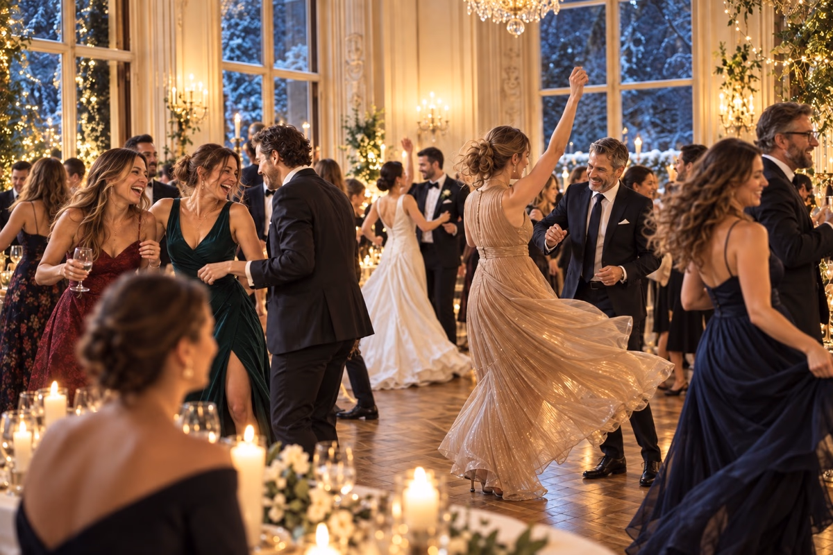 Winterhochzeit im Ballsaal bei Kerzenlicht