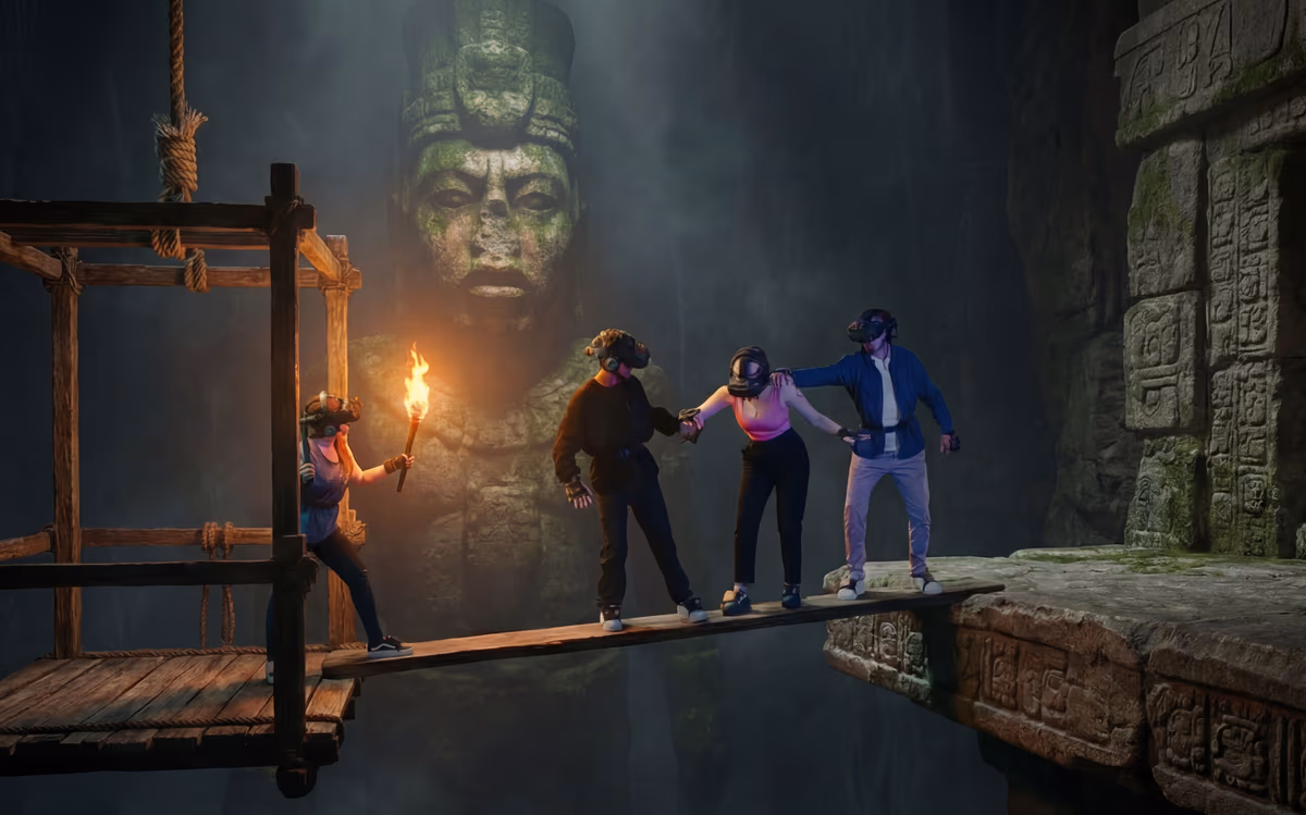 Virtual Reality Spieler in Ganzkörper Ausrüstung in der Fusion Arena Zürich